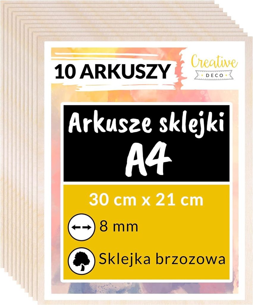 Creative Deco 10x A4 Sklejka 8mm | 300x 210x 8 mm | Sklejki Zdjęcie produktu 