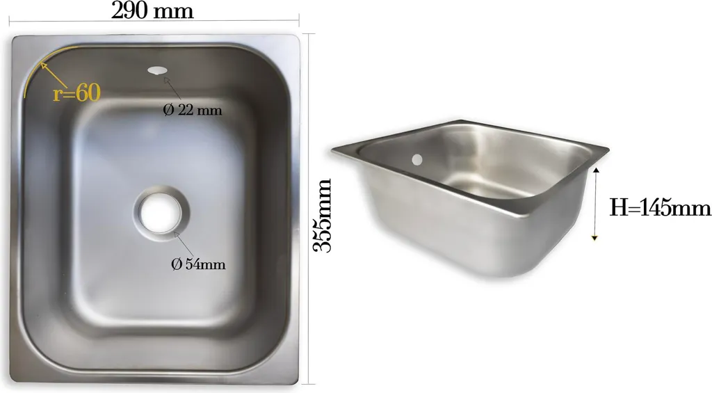 Évier de cuisine compact en inox pour campeurs et caravanes - Modèle Pro