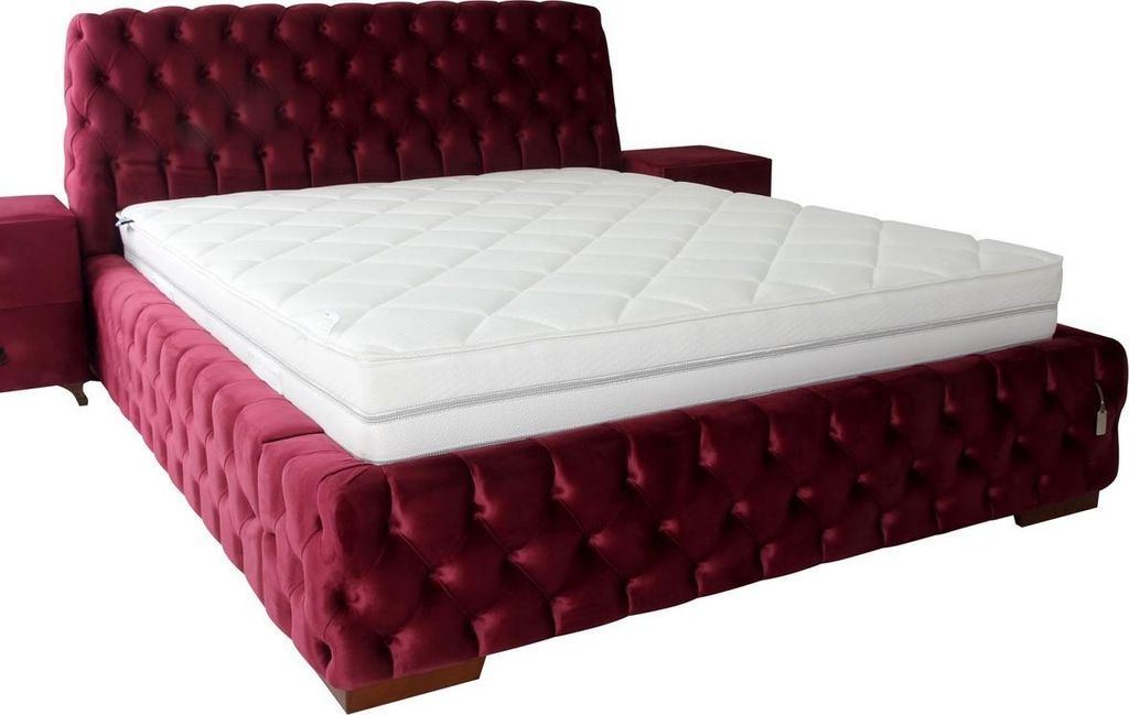 Casa Padrino Luxus Chesterfield Doppelbett Rosa / Braun - Verschiedene Größen - Modernes Bett mit Matratze - Chesterfield Schlafzimmer Möbel