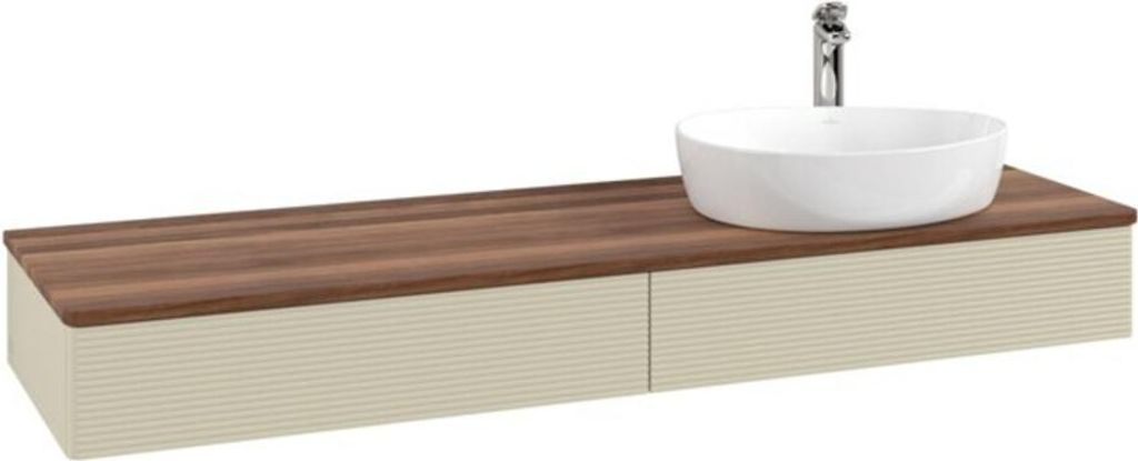 V&B Waschtischunterschrank mit Frontstruktur Antao 160x50cm, HL, WBP w. wal, si Gr m Lac