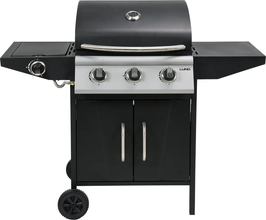 Barbecue gaz acier 12,8kW 3+1 brûleurs - Grand format 127cm de large