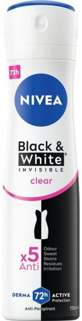 Nivea Invisible Black & White Clear Antiperspirant Deodorant Women Spray 150ml