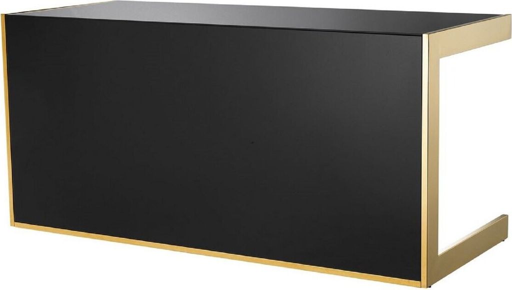 Casa Padrino Luxus Schreibtisch Schwarz / Gold 160,5 x 65 x H. 75,5 cm - Luxus Möbel - Büromöbel