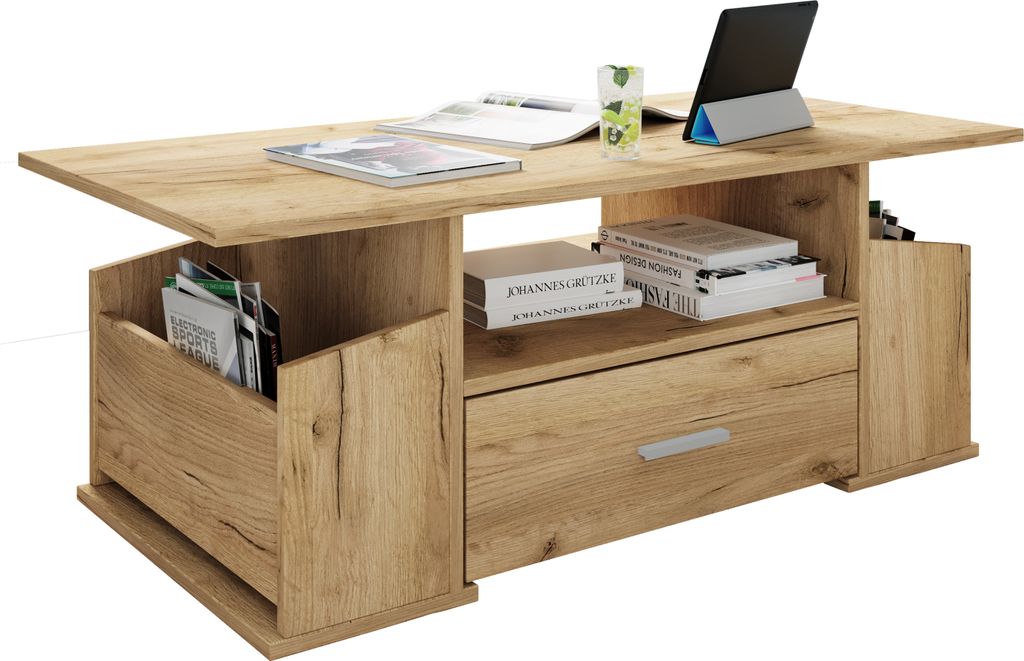 Tavolino in legno con spazio di archiviazione sufficiente | Immagine del prodotto 