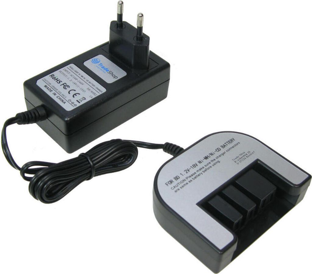 Trade-Shop Universal Akku Ladegerät (1,2V-18V) kompatibel mit Black & Decker HPB14 HPB14-CA A18-XJ A18E A18E-XJ B8317 BD1834L BPT1049 HPB18-OPE2