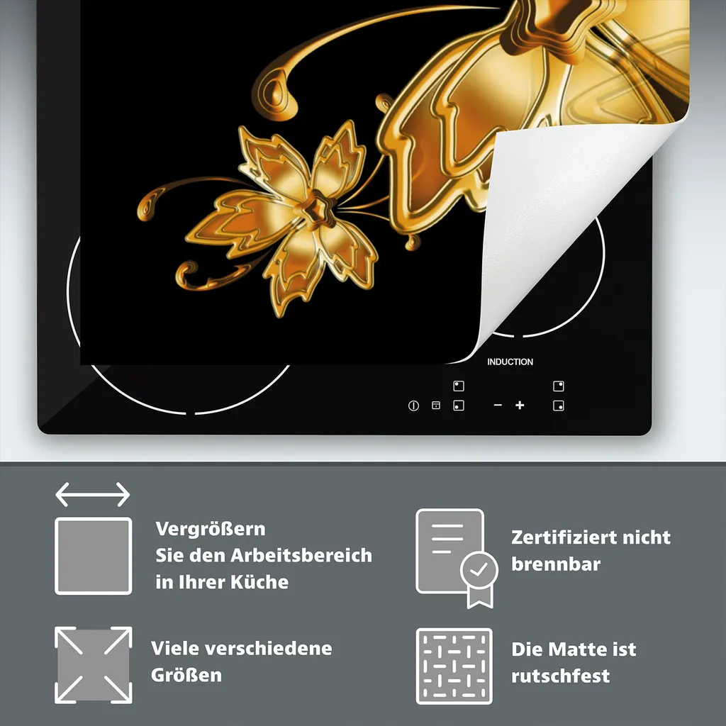Offerta DarHaus! Piastra Copri Stufa 90x52 cm Antiscivolo Nero Oro - 6