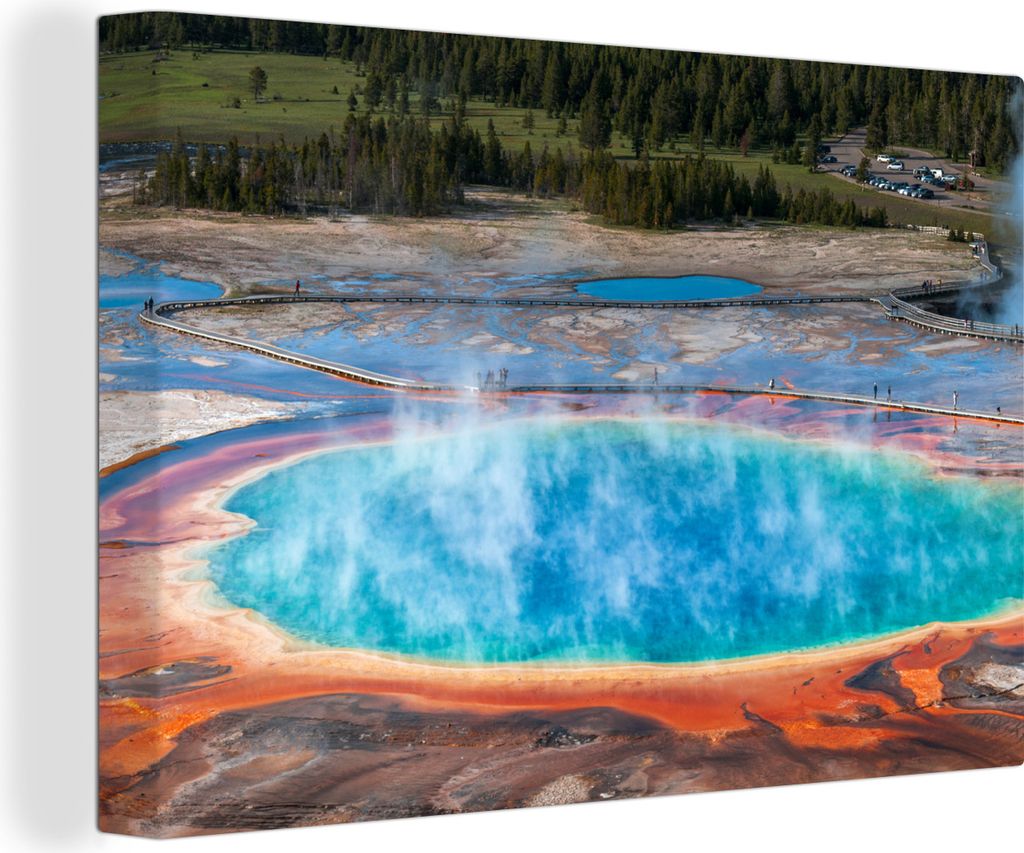 OneMillionCanvasses - Leinwandbilder - 140x90 cm, Yellowstone - Geysir - Wasser, Wandbilder Kunstdruck Wanddekoration - Foto auf Leinwand - Gemä...