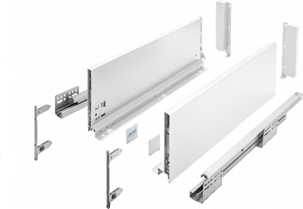 Schubkastensystem Weiß Vollauszug Unterflurführung Schubladensystem Soft Close Funktion 250mm 168mm