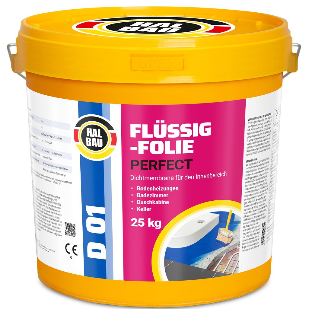 Flüssigfolie 25Kg Wassersperre Dichtfolie Streichfolie Abdichtung Dusche Bad D01