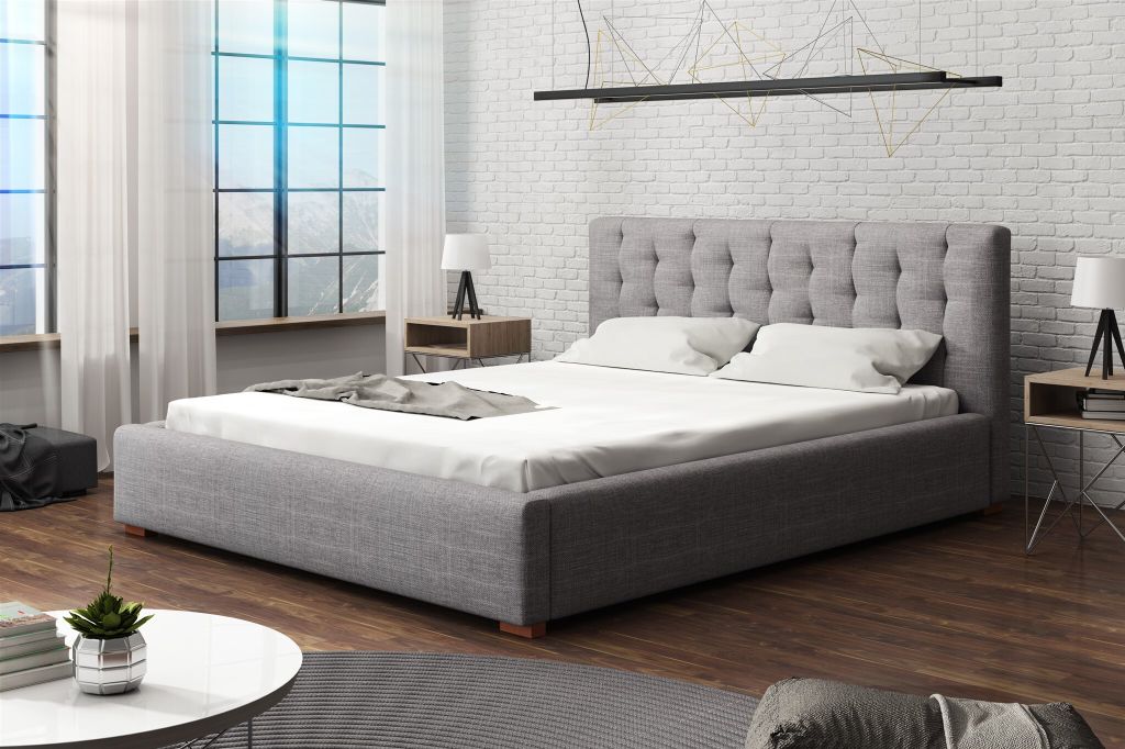 Polsterbett Bett Doppelbett LUCCA Komplettset 180x200cm Stoff Sawana Hellgrau