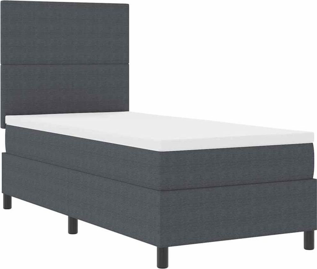 vidaXL Boxspringbett Dunkelgrau und Weiß 90 x 200 cm Cordstoff