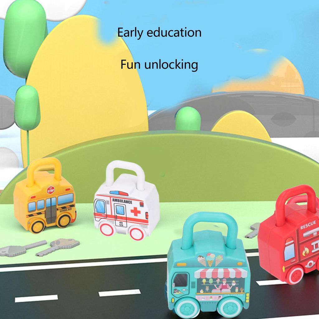 Sperrschlüssel-Autospielzeug, frühe Bildung, interessante Cartoon-Sensorik für Kinder