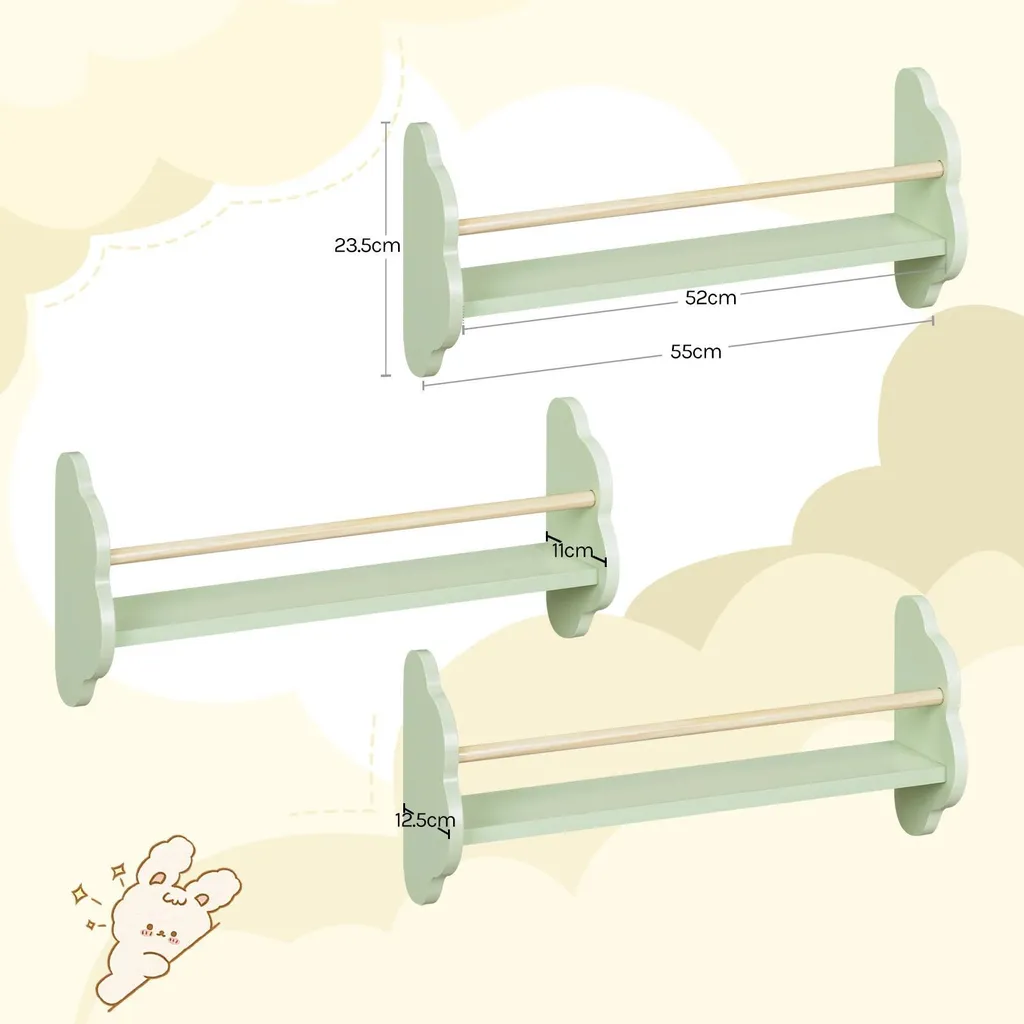 Set 3 Mensole Galleggianti Grigio Chiaro: Libreria Montessori per Bambini - 2