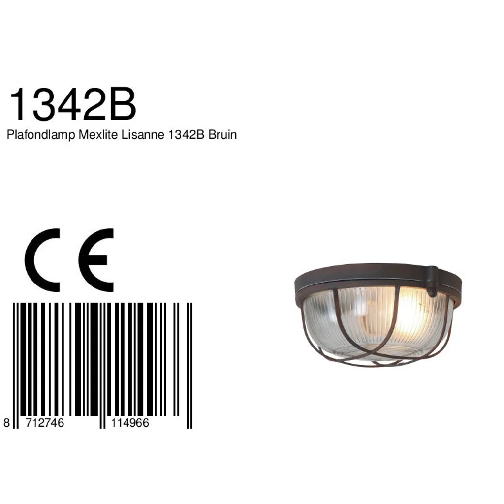 Plafonnier en métal et verre brun intensité variable E27 D17cm Riva - 8
