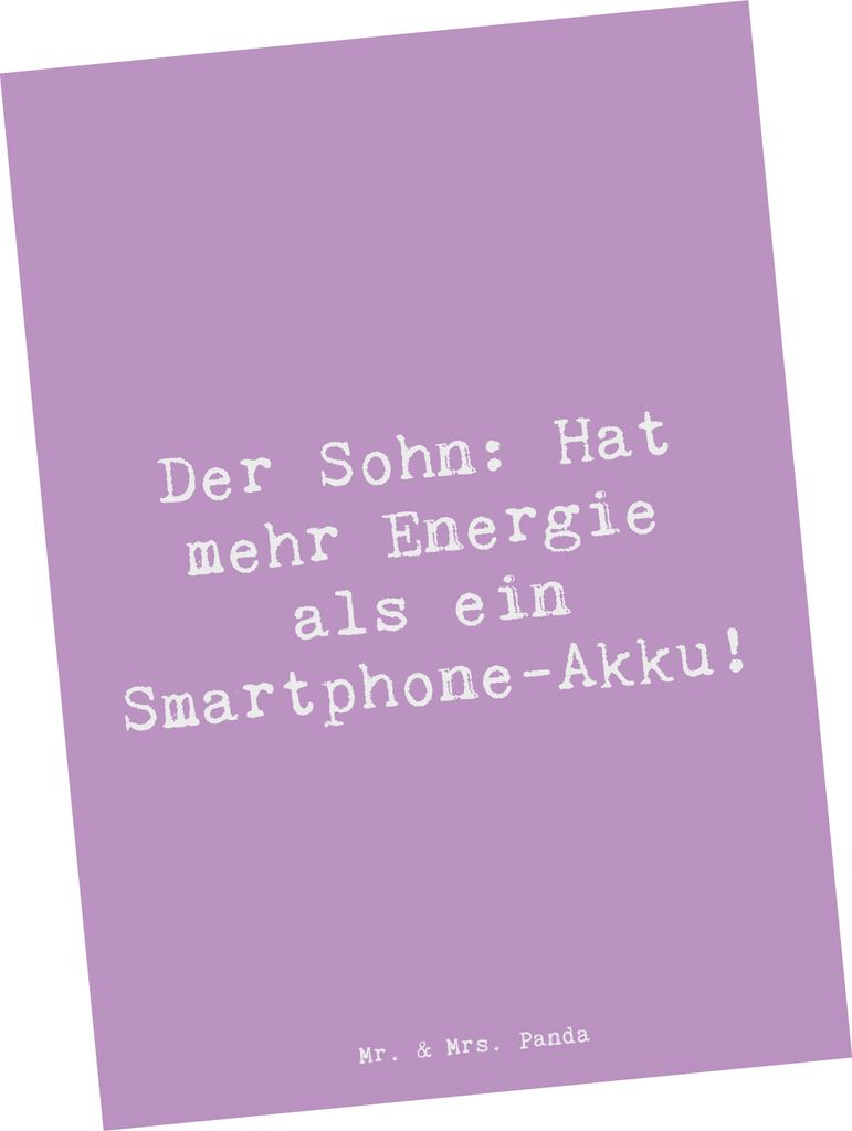Mr. & Mrs. Panda Postkarte Spruch Energie Sohn - Lavendeltraum - Geschenk, Lebenskraft, Familie, kunstkarte, Ansichtskarten, Stolz, Postkarten, Ver...