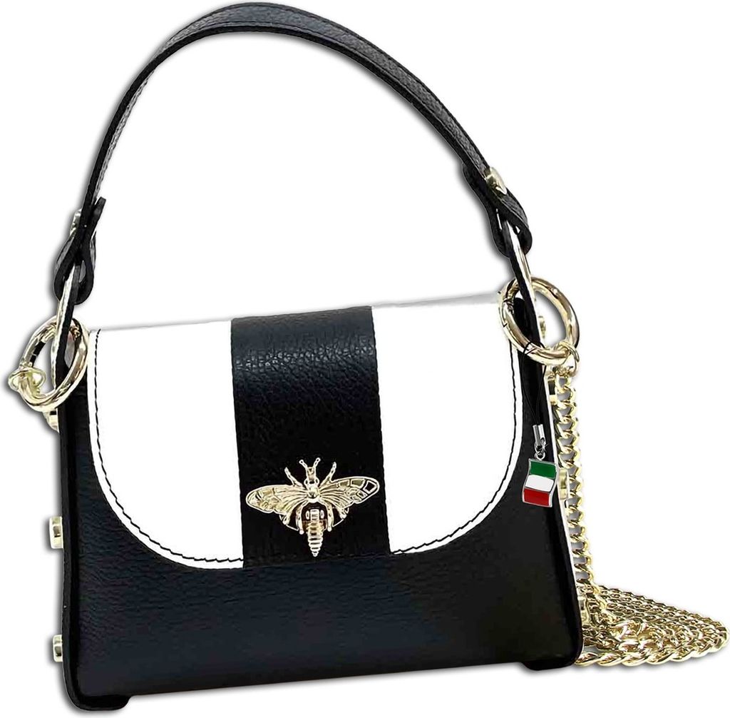 Florence Leder Tasche Umhängetasche schwarz weiß OTF833SW