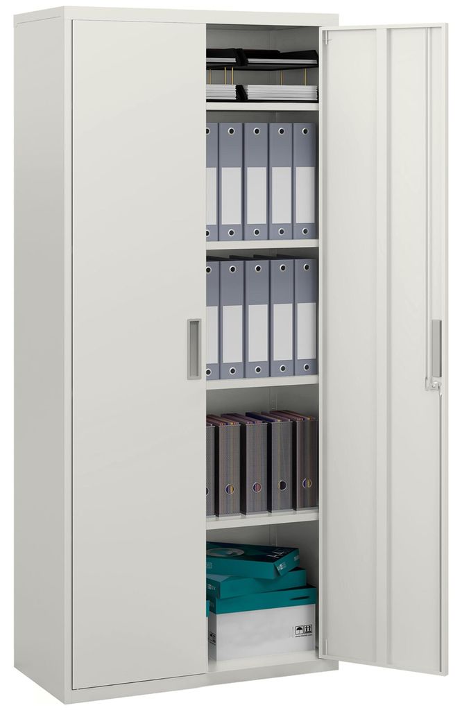 Aktenschrank, Büroschrank, 5 Regale, Metall, 80B x 40T x 180H cm, Stahl, 80 x 40 x 180 cm, Weiß, für Büro und Homeoffice