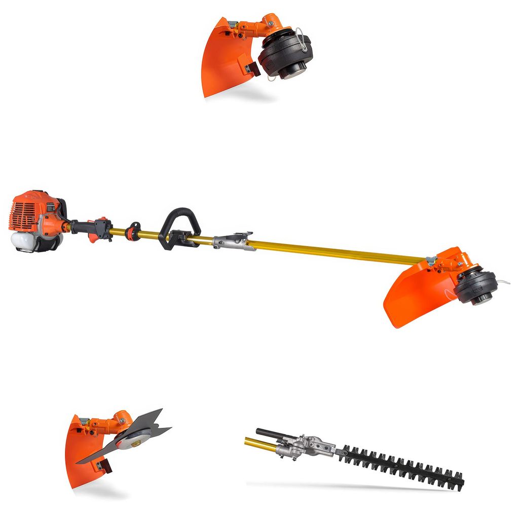 Monster 620 - Multifunktionaler 3-in-1 Motorsensen mit 2-Takt-Motor, 3-Zahn-Scheibe, Tipp-Fadenkopf und Heckenschere