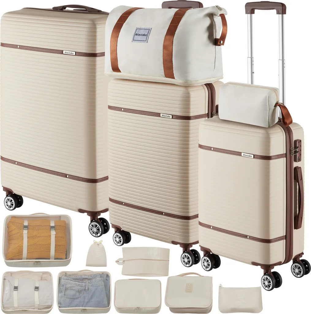 Voyagez sans stress avec l'ensemble de valises MADISON 13 pièces TSA crème