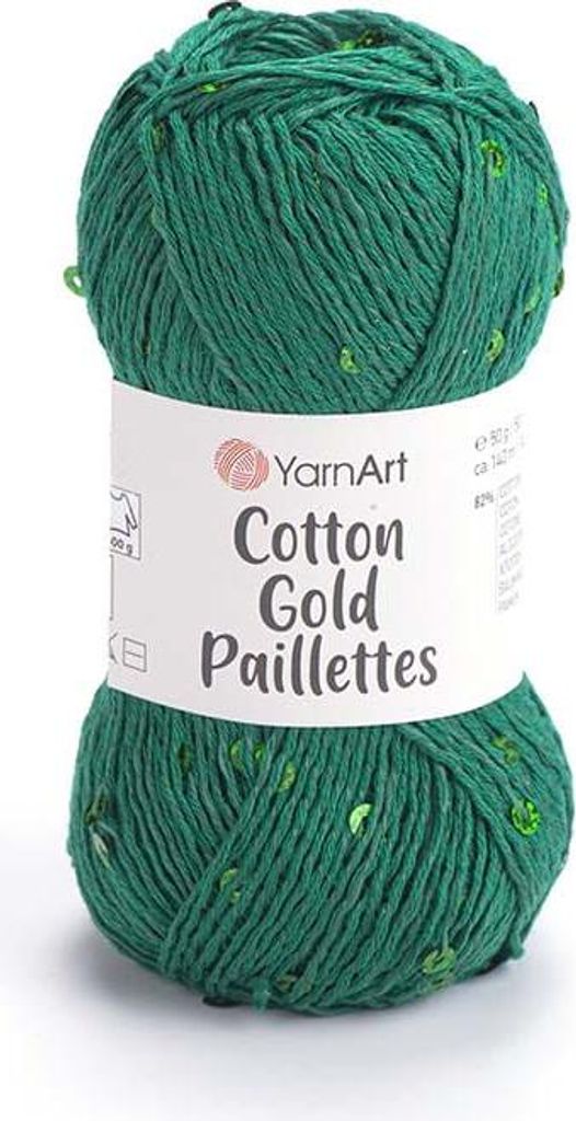 Yarnart Baumwolle Gold Paillettes 7114, Glänzendes Produktbild 