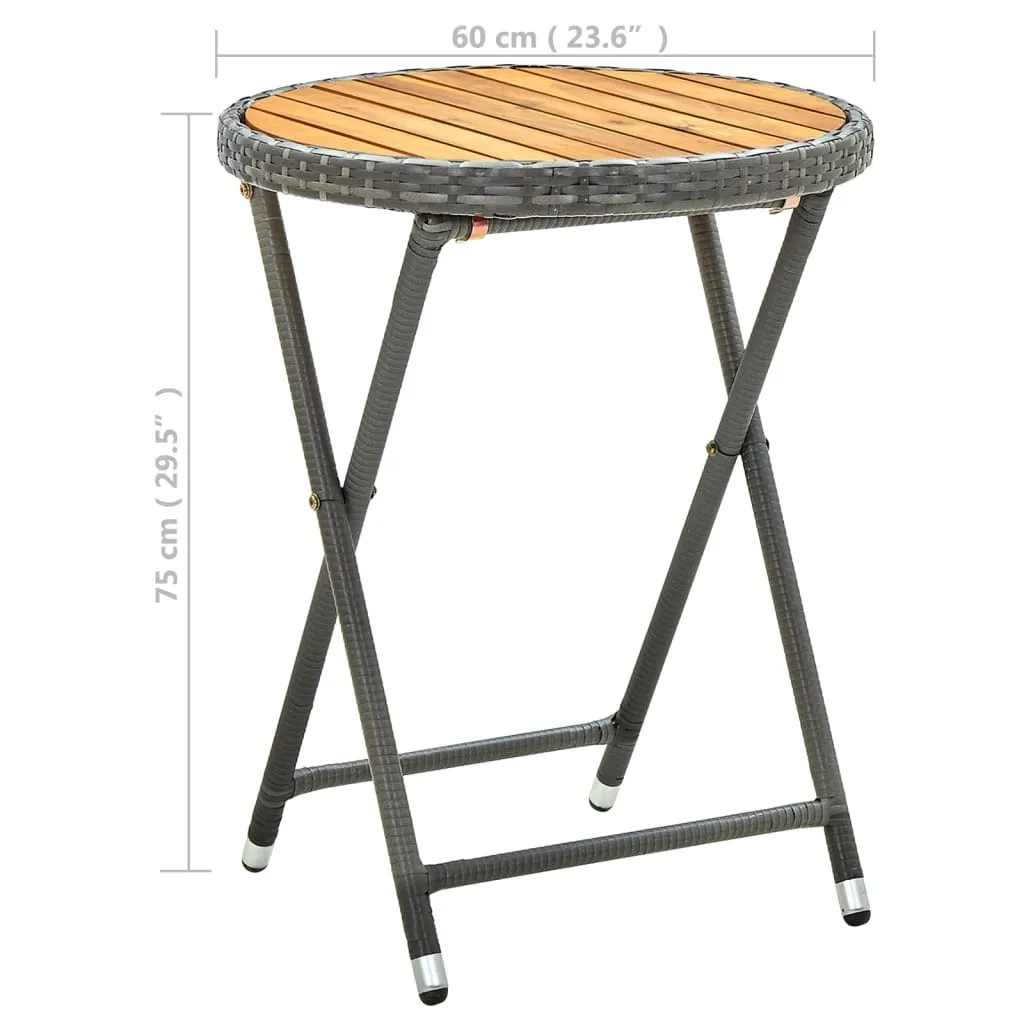 Table d'appoint 60 cm en Bois d'Acacia Durable et Poly Rotin Gris Chic - 6