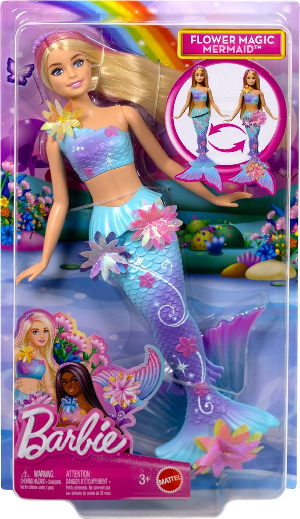 Barbie Flower Magic Meerjungfrauen-Spielzeugpuppe mit Produktbild 