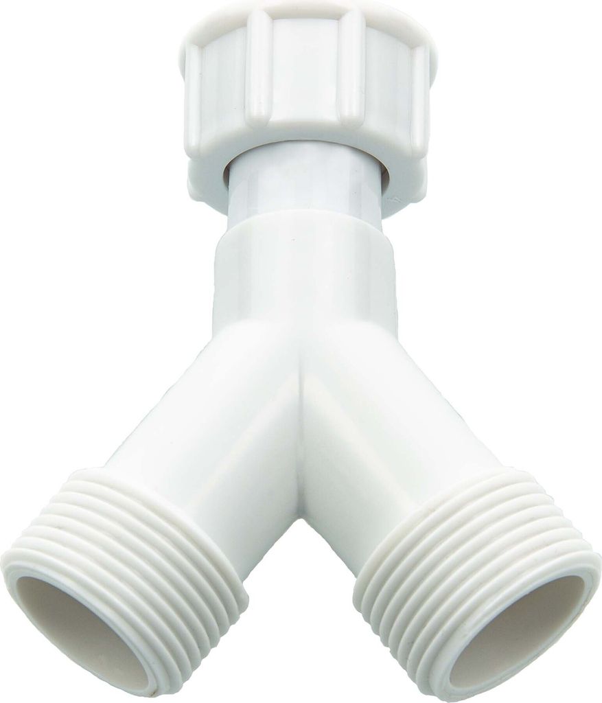 tecuro 2-Wege Y-Verteiler Gabelstück allseitig 3/4 Zoll AG/AG/IG - Kunststoff weiß