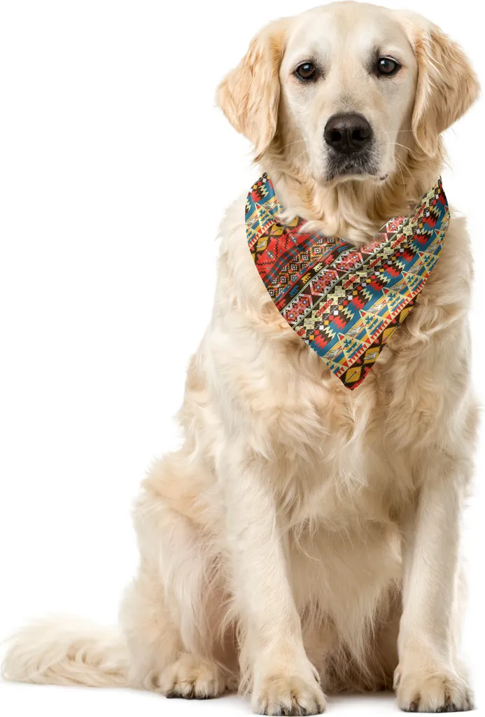 ABAKUHAUS Bandana colorata per animali domestici, uccelli aztechi e frecce, 55x55 cm, multicolore