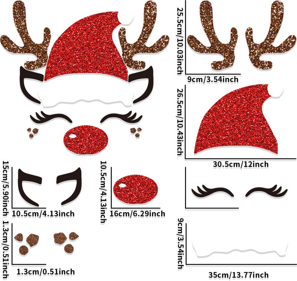 Weihnachts-Türaufkleber, Weihnachtsmann, Rentier, Filz, dekorative Aufkleber, DIY-Weihnachtsdekoration, Fensteraufkleber für Türen, Fenster, Wände
