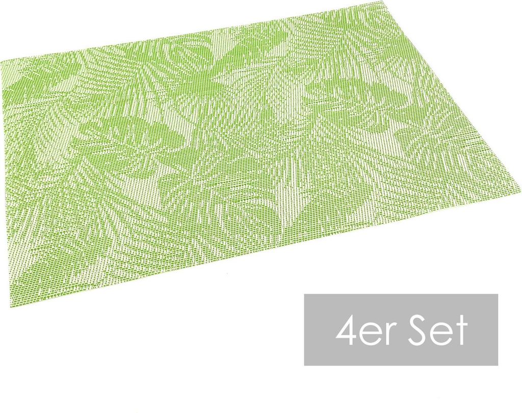heimtexland Outdoor Platzdeckchen 4 Stück Platzset Tropical Garten Tischdeko abwaschbar wetterfest Garten Tischset 4-teilig Typ792 Grün