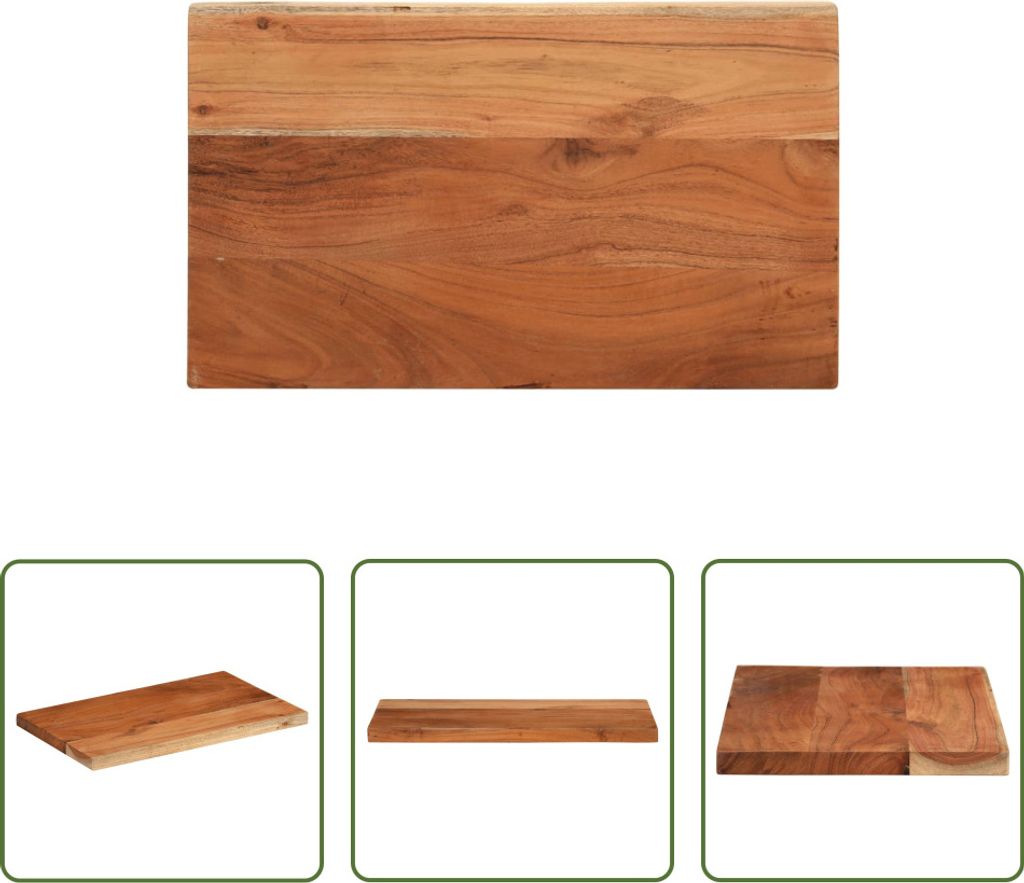 The Living Store Tischplatte 40x20x2,5 cm Rechteckig Massivholz Akazie