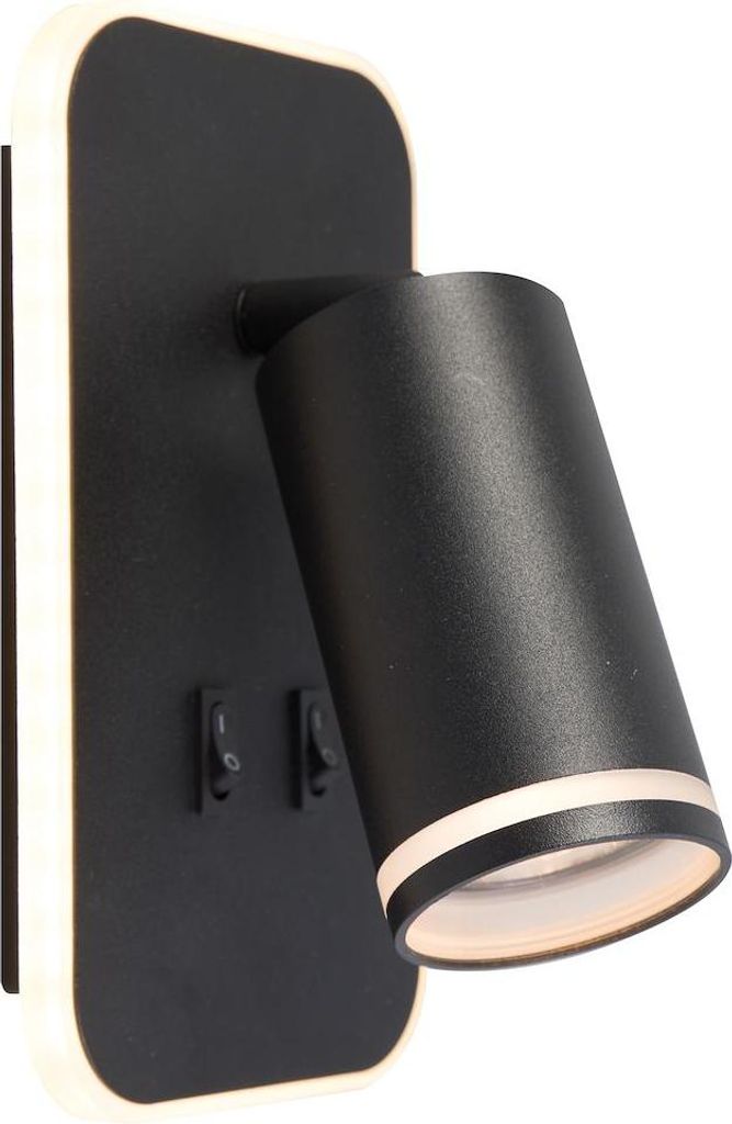 Rohrring-Wandleuchte, schwarz, 1xGU10 + LED 6W Produktbild 