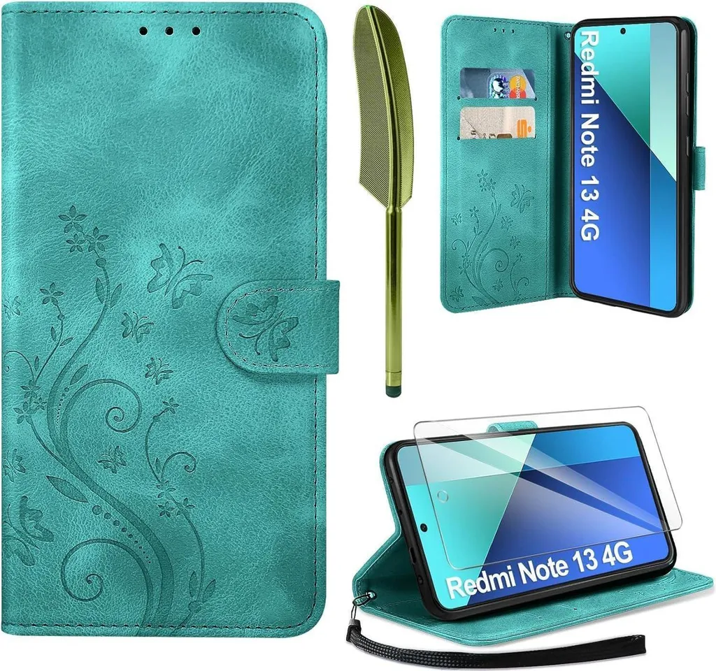 Custodia Xiaomi Redmi Note 13 4G Blu AROYI - Protezione Portafoglio Pelle