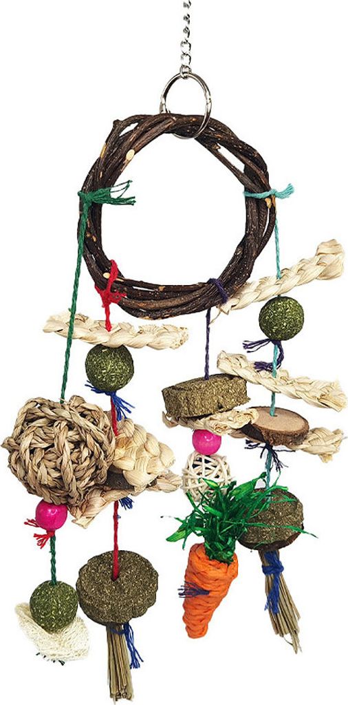 Kleintier-Hamster-Häschen-Kauspielzeug, Kaninchenkäfig, Hängendes Kauspielzeug Und Leckereien, Ring Aus Natürlichem Apfelholz Mit Snacks