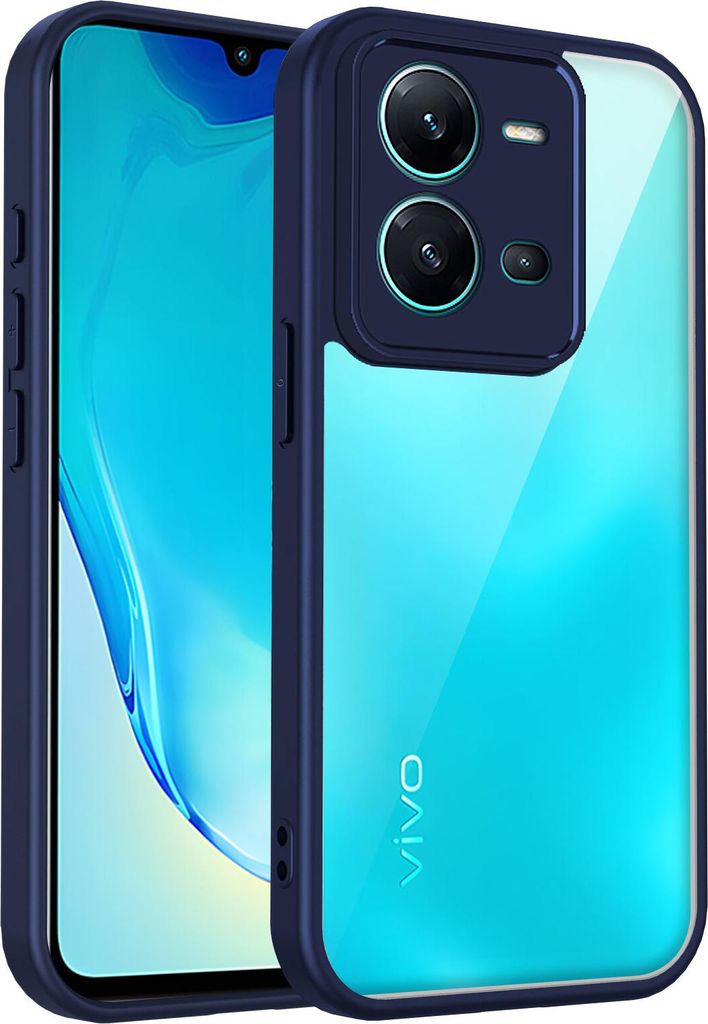 Hülle für Vivo V25/V25e/X80 Lite Transparente Rückseite TPU Bumper Stoßfest Handyhülle Blau