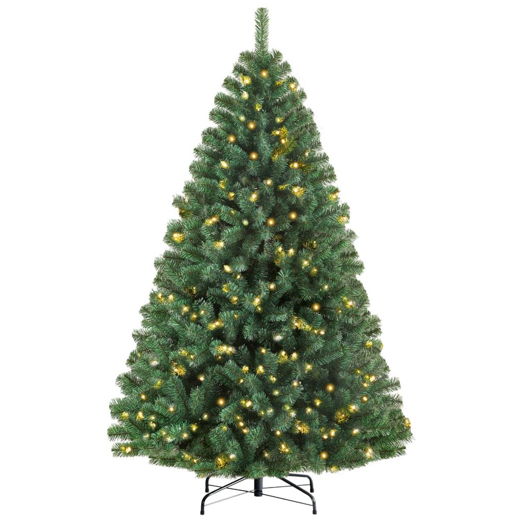 Künstlicher Weihnachtsbaum Tannenbaum mit beleuchtung,180cm,46 Zweige,900 Spitzen und 180 Warm-Weißen LED,schwer entflammbar,leicht montierbar