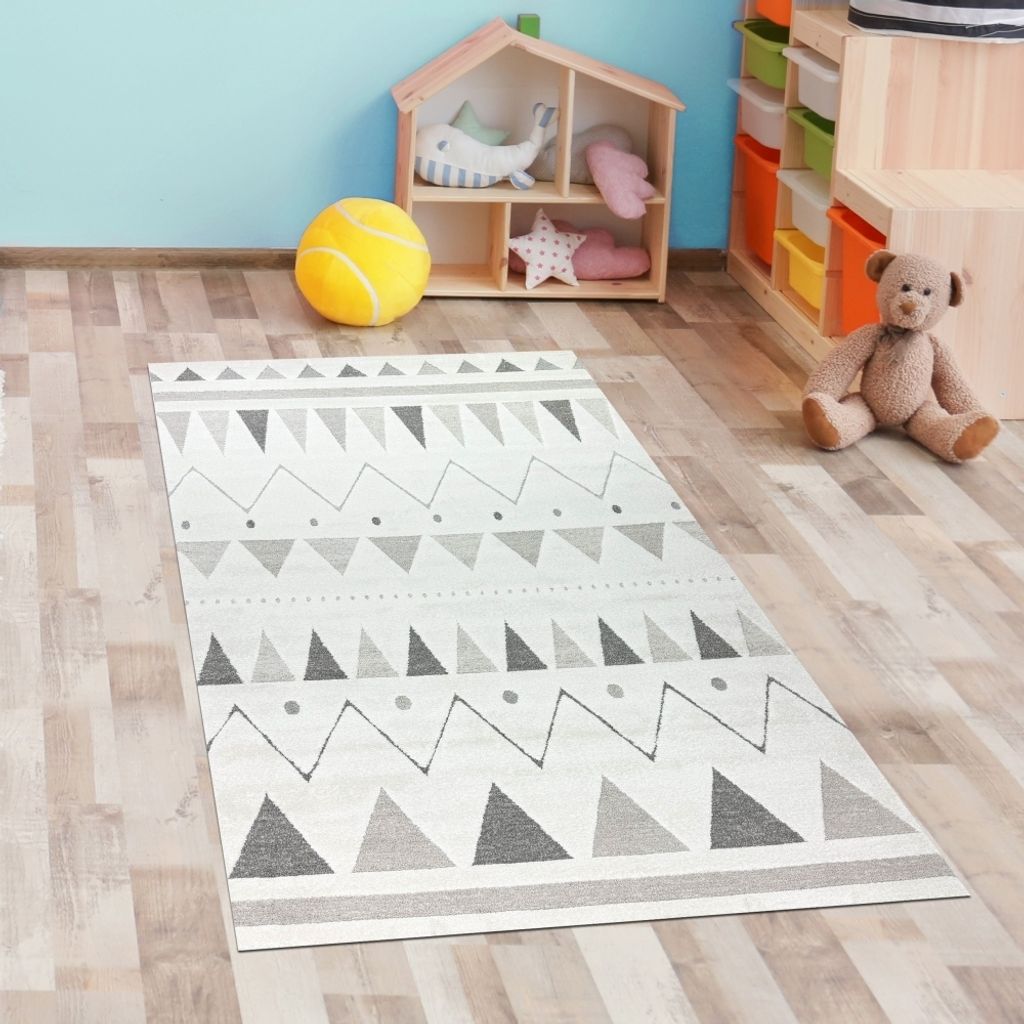 Teppich Spielezimmer Kinderzimmer 3d-Effekt gemustert Creme Größe - 80 x 150 cm