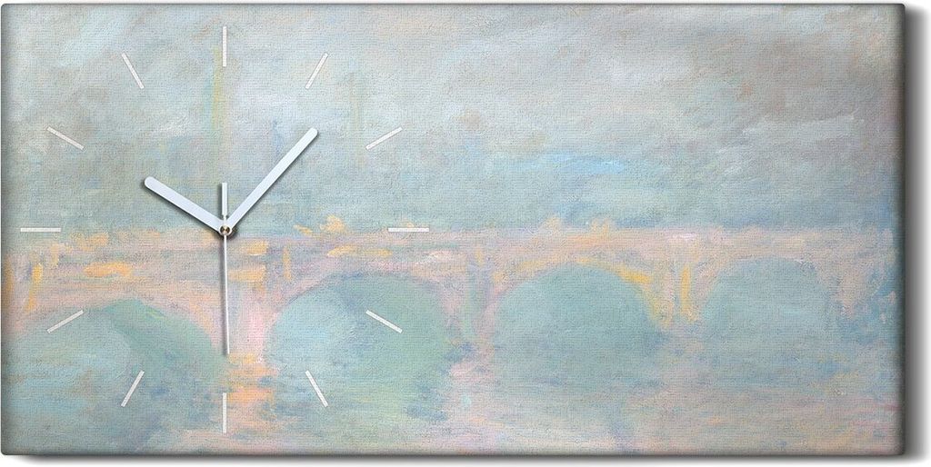 Wanduhr Bürouhr Leinwand Bild Geräuschlos Kunstdruck 60x30 Waterloo Brücke - weiße Hände