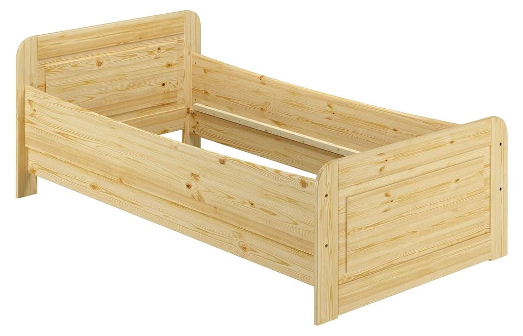 Seniorenbett extra hoch 100x200 Einzelbett Holzbett Gästebett aus massivem Kiefernholz