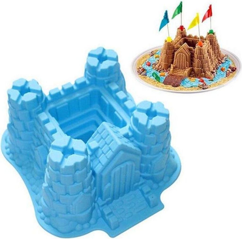 GKA XXL 3D Silikon Backform Schloß Burg Ritterburg Silikonbackform 30 cm Fondantform Muffin Silikonform Kinder Form Jungen Muffin Kuchen