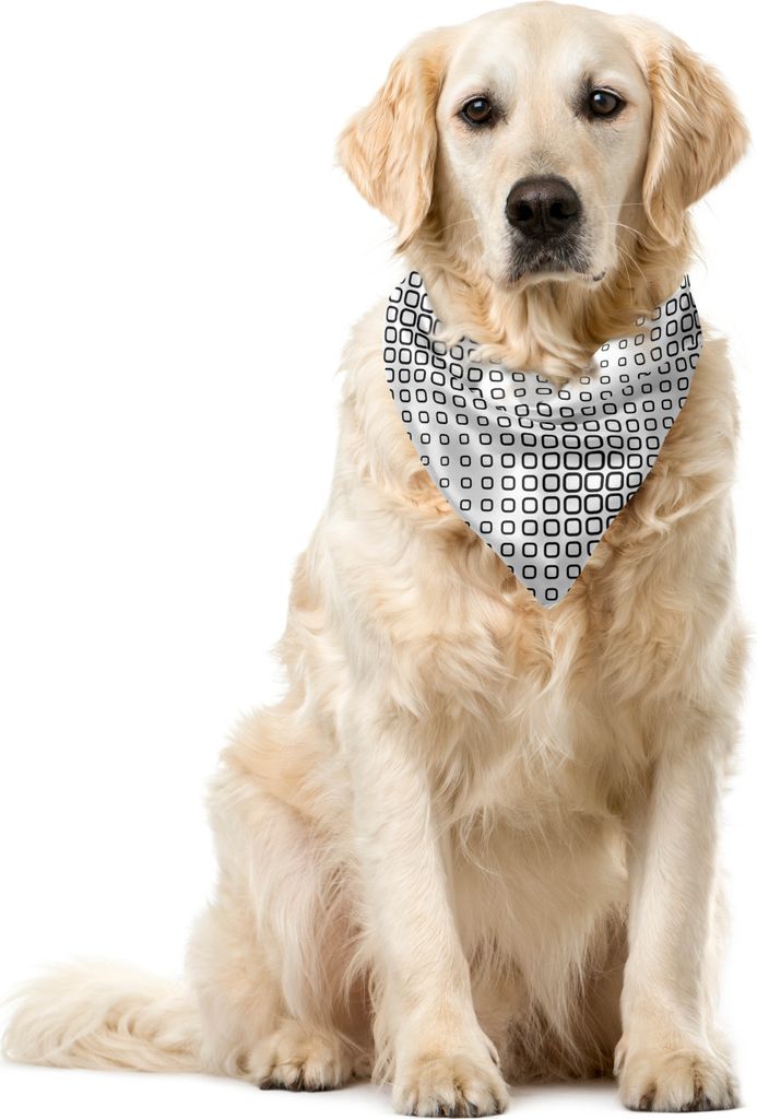 ABAKUHAUS Abstrakt Haustier Bandana, Trippy Fractal Runden, 40x40 cm, Schwarz und weiß