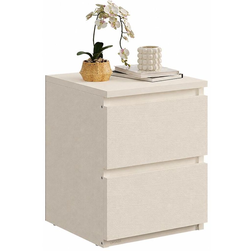 Nachttisch Tisch 2 Schubladen Loft cremefarben Modern Produktbild 