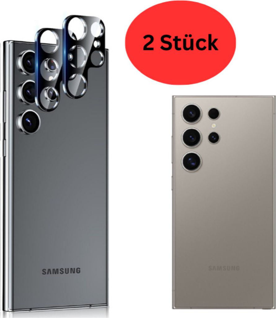 CLM-Tech 2X Kameraschutz kompatibel mit Samsung Galaxy S24 Ultra Kameraglas Panzerfolie Panzerglas Crystal Clear Kameraschutzfolie 9H Glas Schutz G...