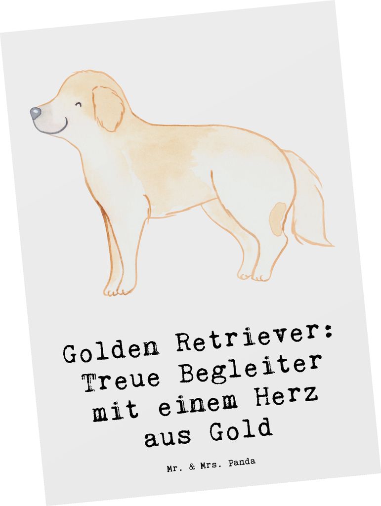 Mr. & Mrs. Panda Postkarte Golden Retriever Freund - Weiß - Geschenk, Ansichtskarte, liebevolle Natur, freundlicher Hund, Ansichtskarten, freundli...