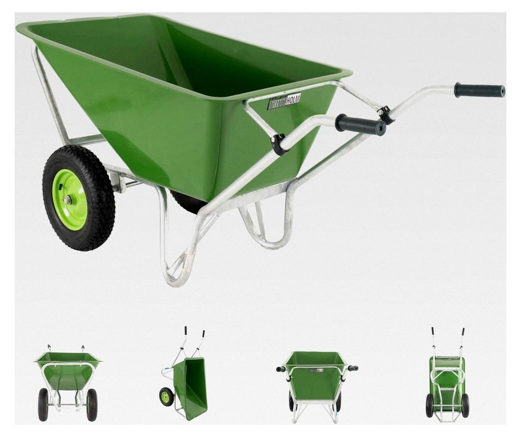 2-Rad Schubkarre 200 Liter mit 300 kg Tragkraft, verzinkter Stahlrahmen, große Mulde 162x70 cm, Gartenschubkarre, Schiebkarre, Hofkarre, Futterkarre