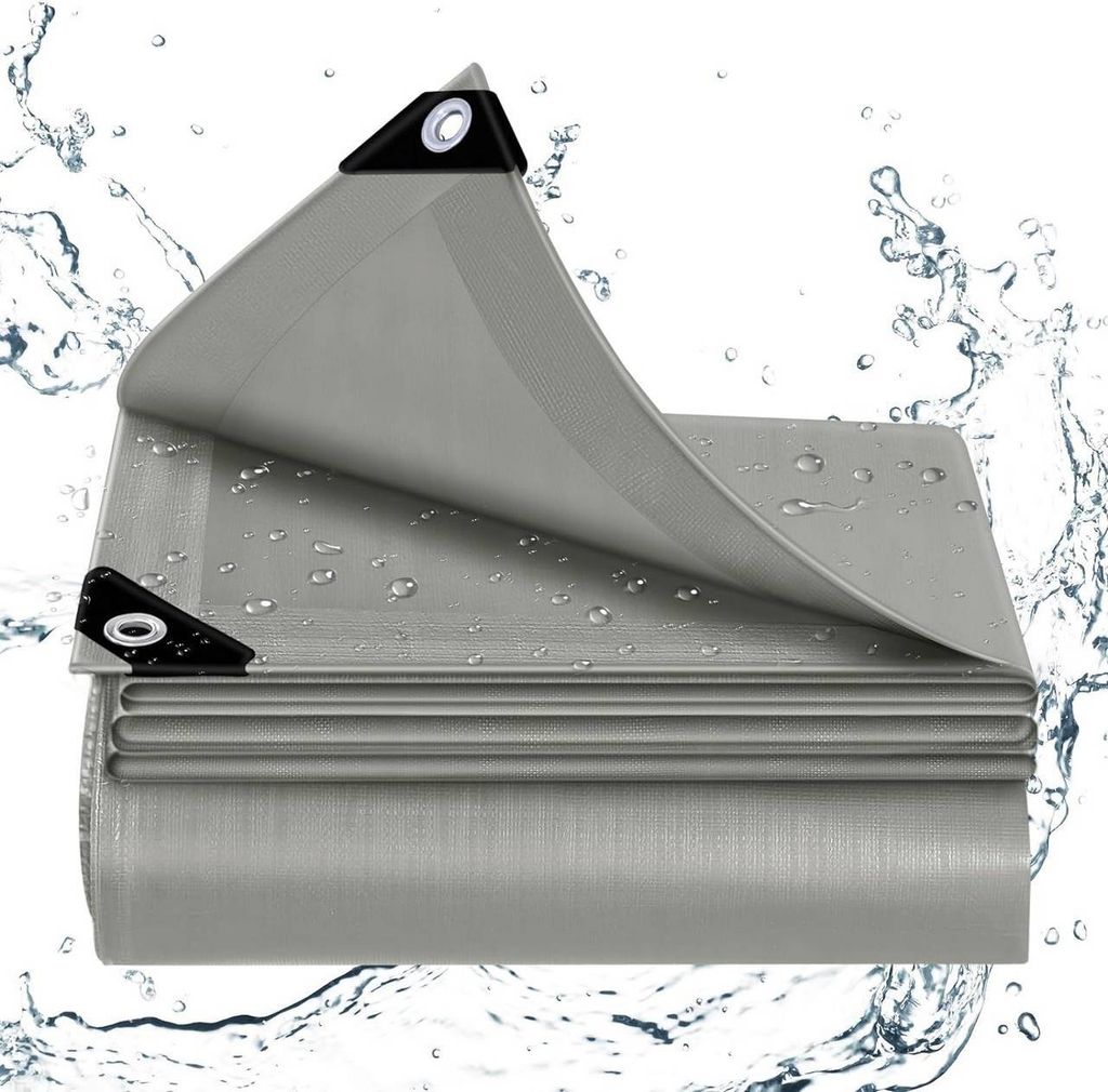 WOLTU Abdeckplane wasserdicht Plane mit Ösen 140 g/m² PE Schutzplane UV-beständig : Grau 3x3 m Farbe: Grau Größe: 3x3 m