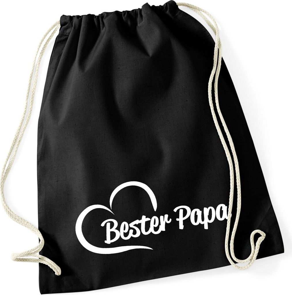 Huuraa Turnbeutel Bester Papa Herz 12 Liter Black Baumwolle Produktbild 