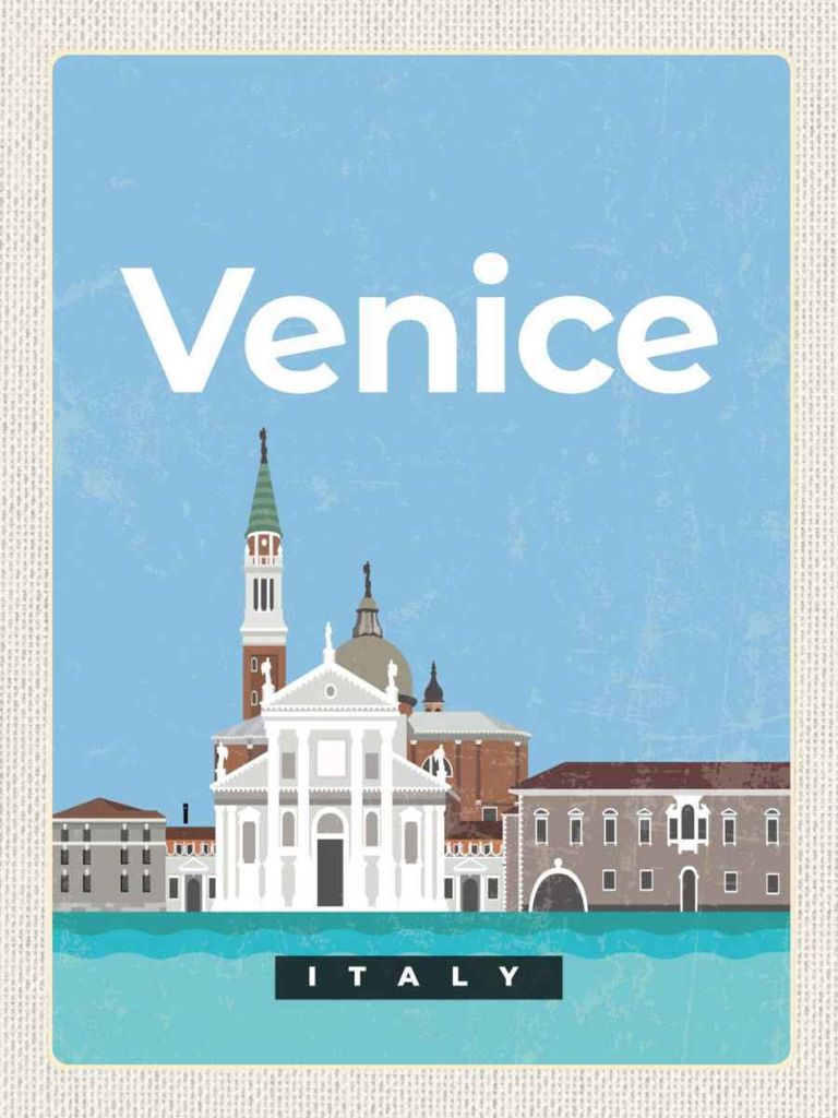 vianmo Holzschild 40x30 cm Venice Italy Ansicht Bild Straße Stadt