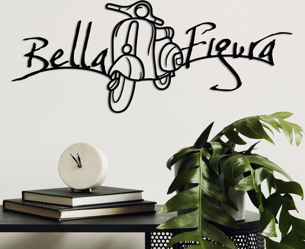 Wallity, Bella Figura 1, Dekoratives Wandaccessoire aus Metall, Schwarz, 100 % METALL, 60 x 25 cm