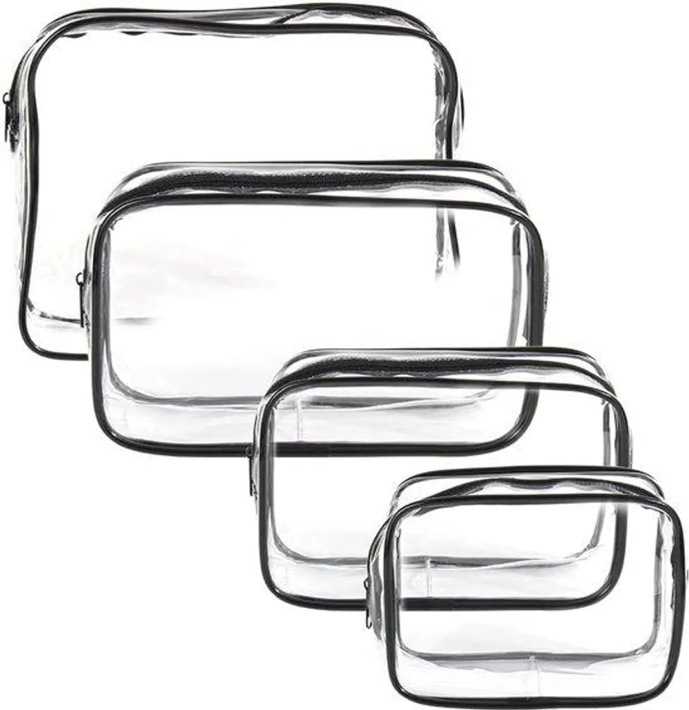 Trousse de toilette imperméable en PVC - Lot de 4 formats assortis